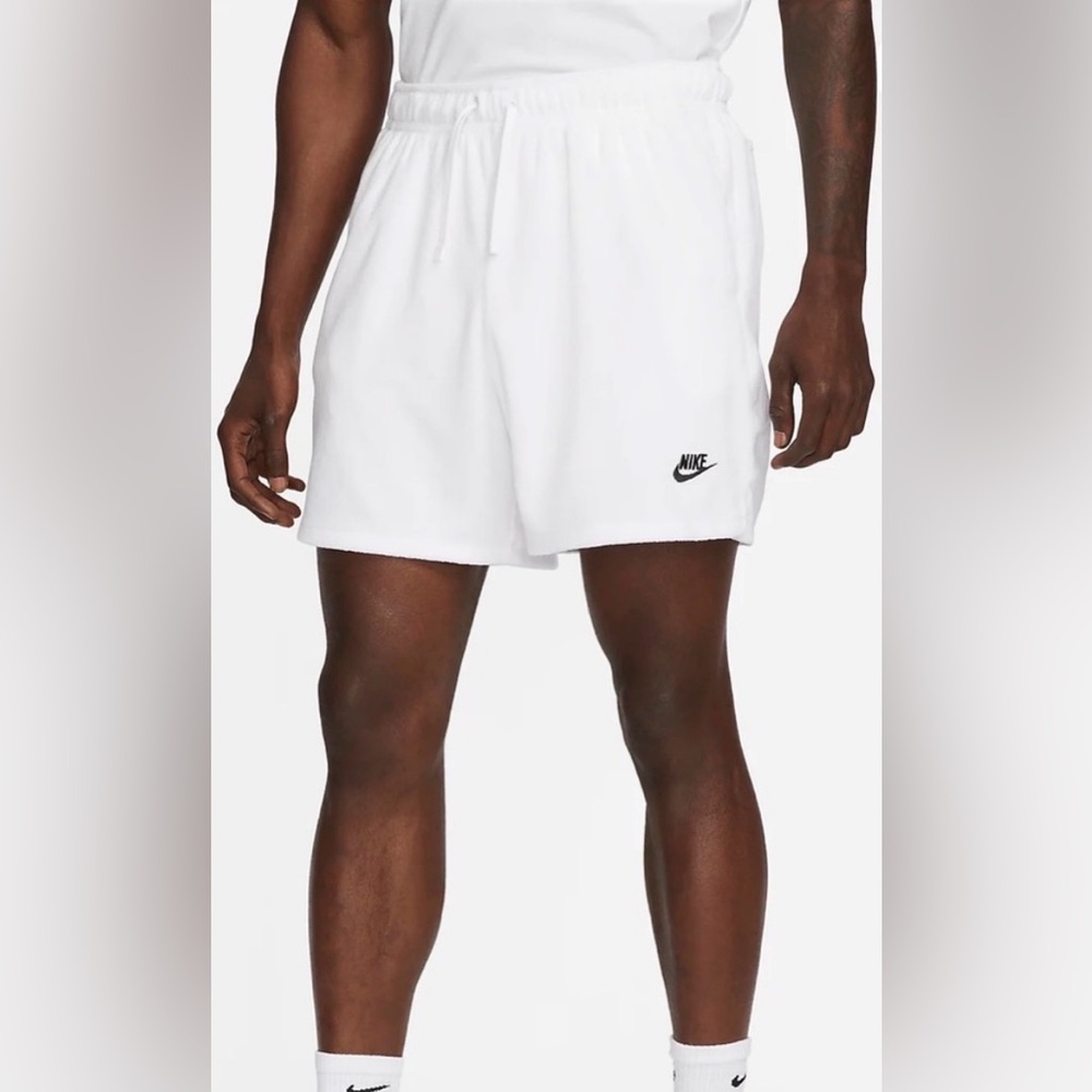 Nike White Athletic Shorts with Black Logo